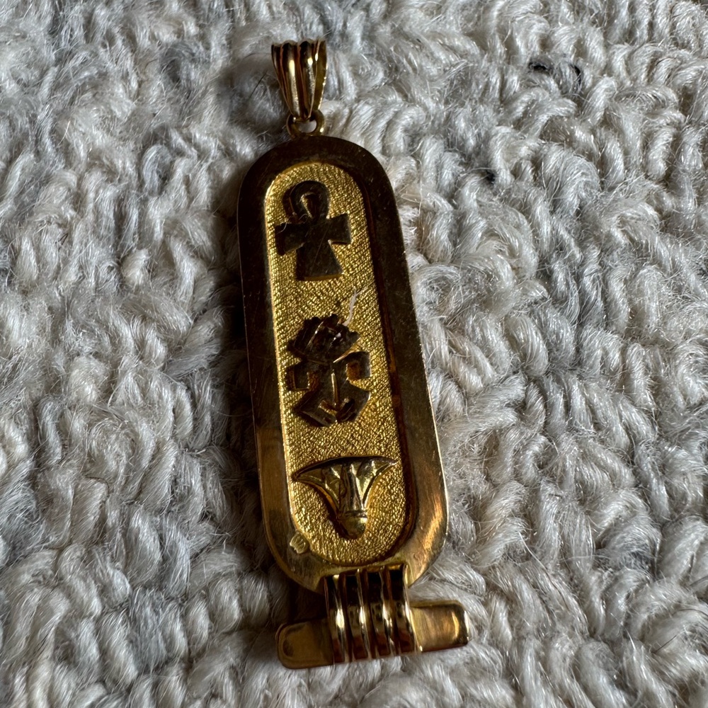 Gold Hieroglyphic Pendant Necklace